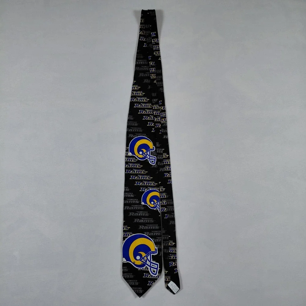Vintage 1998 St Louis Rams NFL Silk‎ Necktie Black Helmet Logo Ralph Marlin NWT